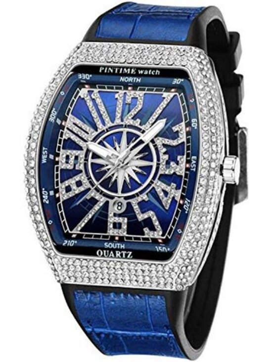 Other - Men's Fashion Cool Unique Tonneau Watch Bling Crystal Rhinestone Quartz